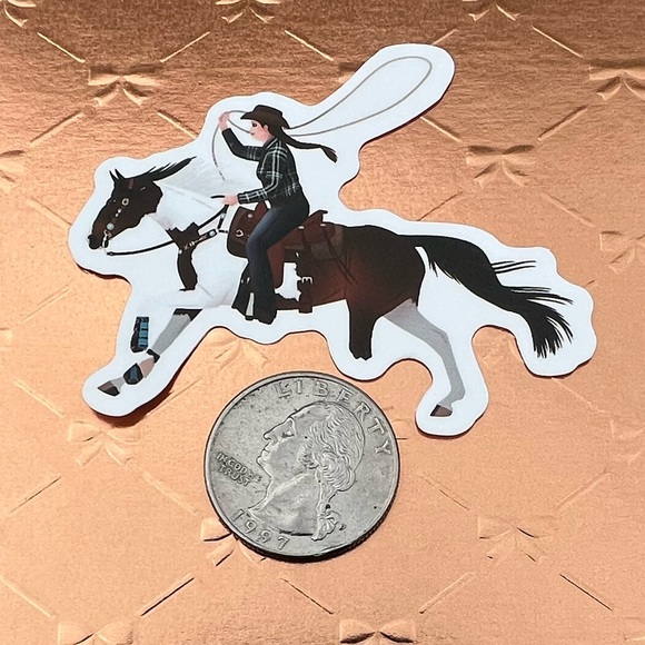 Roping Equestrian Horse Girl Horse Boy Cowboy CowGirl Single Waterproof Sticker - Picture 2 of 3